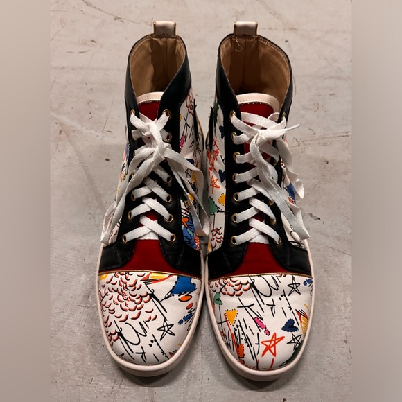 Christian Louboutin Graffiti Leather Hightop Trainer - Picture 1 of 9